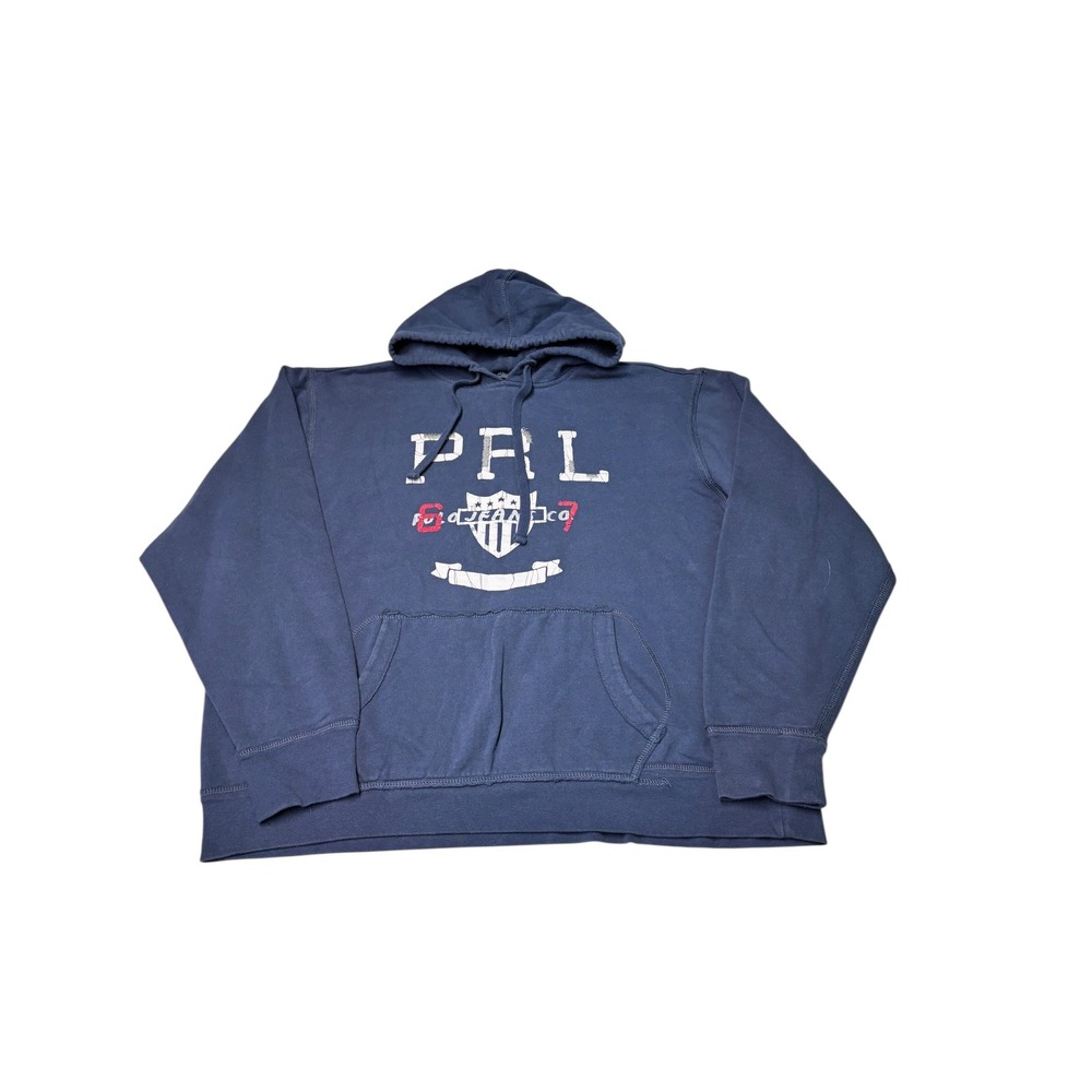Vtg 90s Polo Jeans‎ Company Ralph Lauren Mens Hooded Sweatshirt Hoodie Blue XL